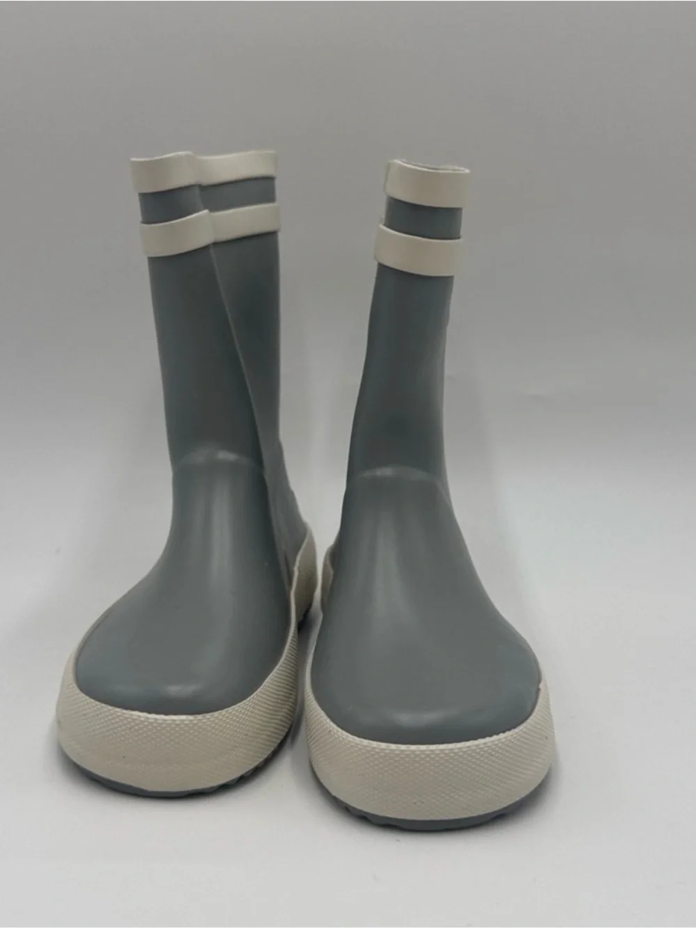 Children's Gray and Cream Rain Boots Size 10